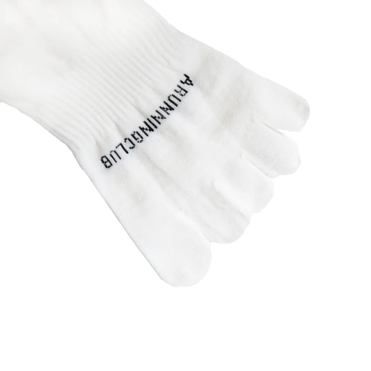 Run Toe Quarter Socks - White