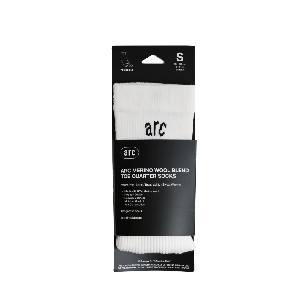 Run Toe Quarter Socks - White