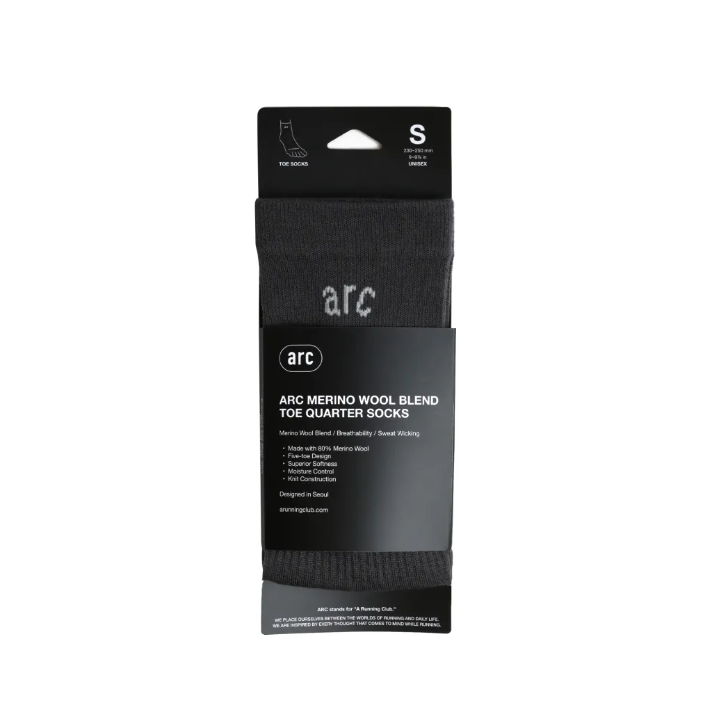 Run Toe Quarter Socks - Grey